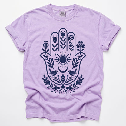 Hamsa Hand Folk Art Vintage Washed T-Shirt
