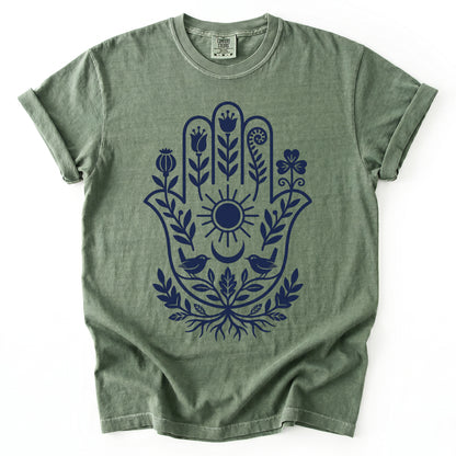 Hamsa Hand Folk Art Vintage Washed T-Shirt