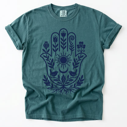 Hamsa Hand Folk Art Vintage Washed T-Shirt