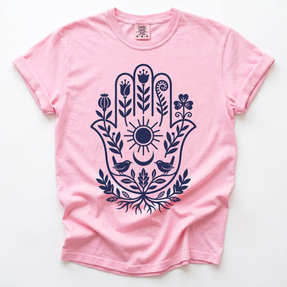 Hamsa Hand Folk Art Vintage Washed T-Shirt