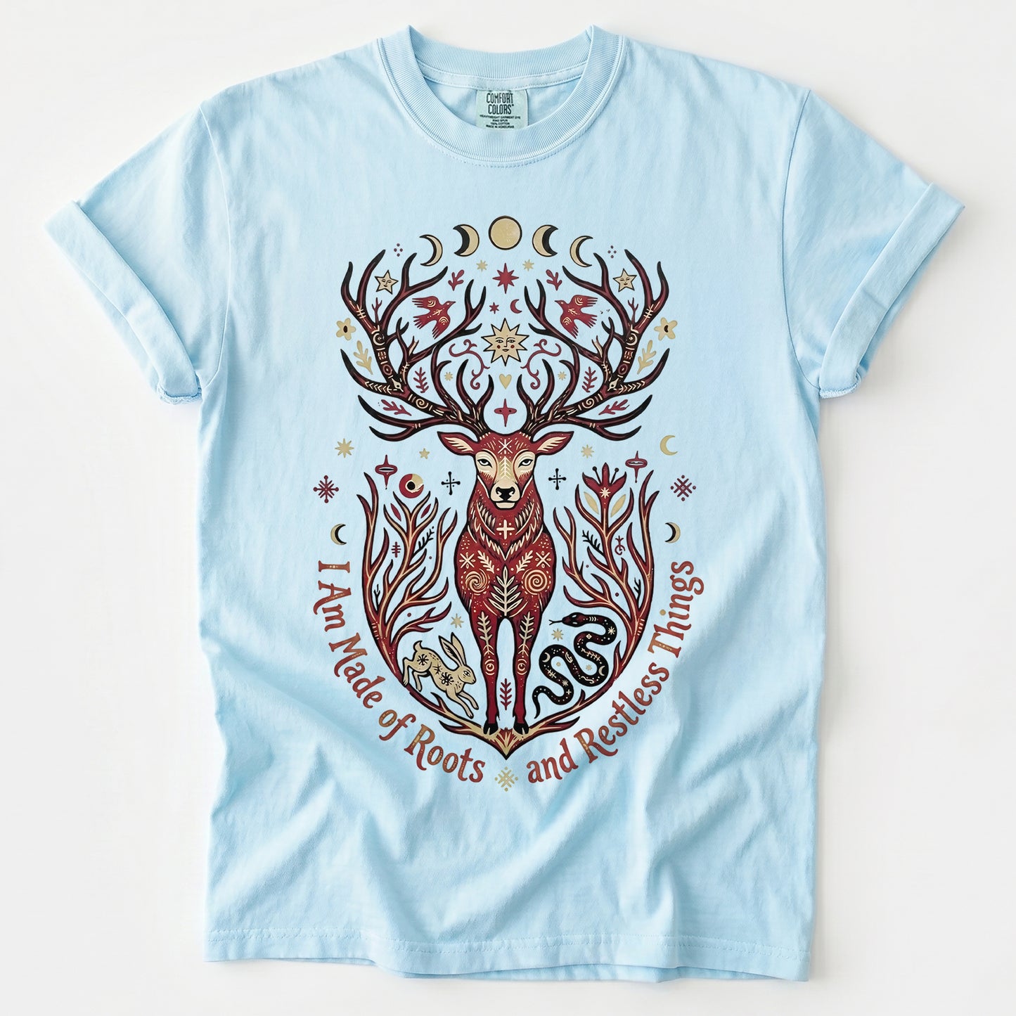 Mystical Folk Art Stag Heavyweight T-Shirt