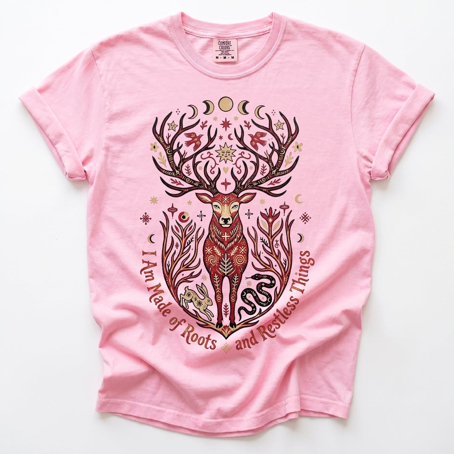 Mystical Folk Art Stag Heavyweight T-Shirt