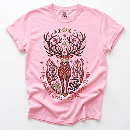 Mystical Folk Art Stag Heavyweight T-Shirt