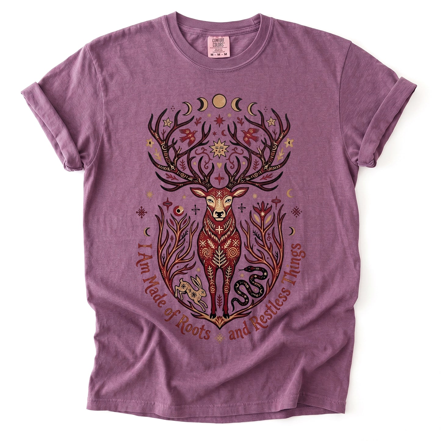 Mystical Folk Art Stag Heavyweight T-Shirt