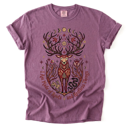 Mystical Folk Art Stag Heavyweight T-Shirt