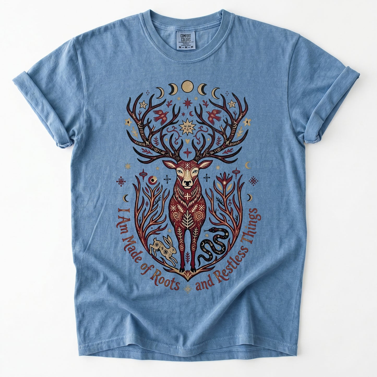 Mystical Folk Art Stag Heavyweight T-Shirt