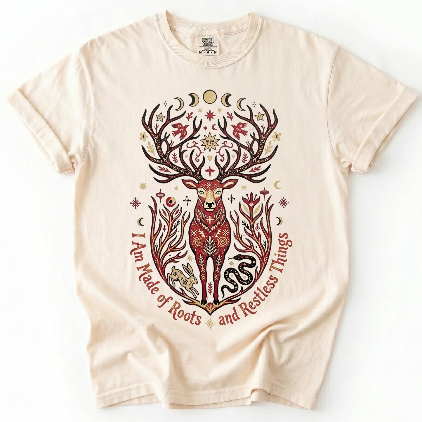 Mystical Folk Art Stag Heavyweight T-Shirt