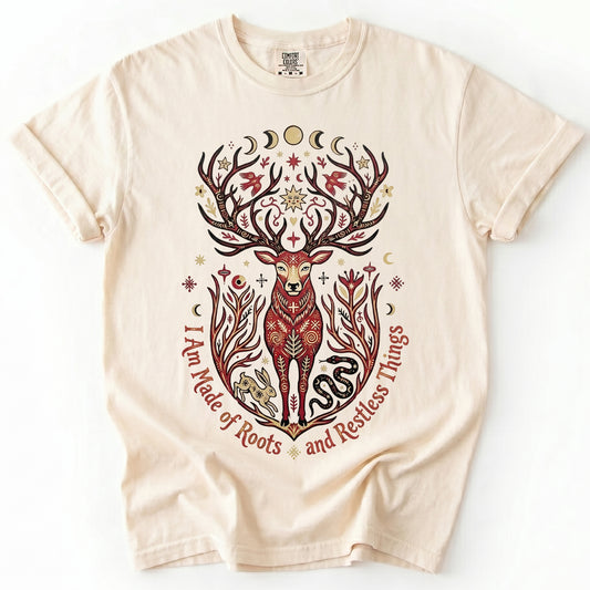 Mystical Folk Art Stag Heavyweight T-Shirt