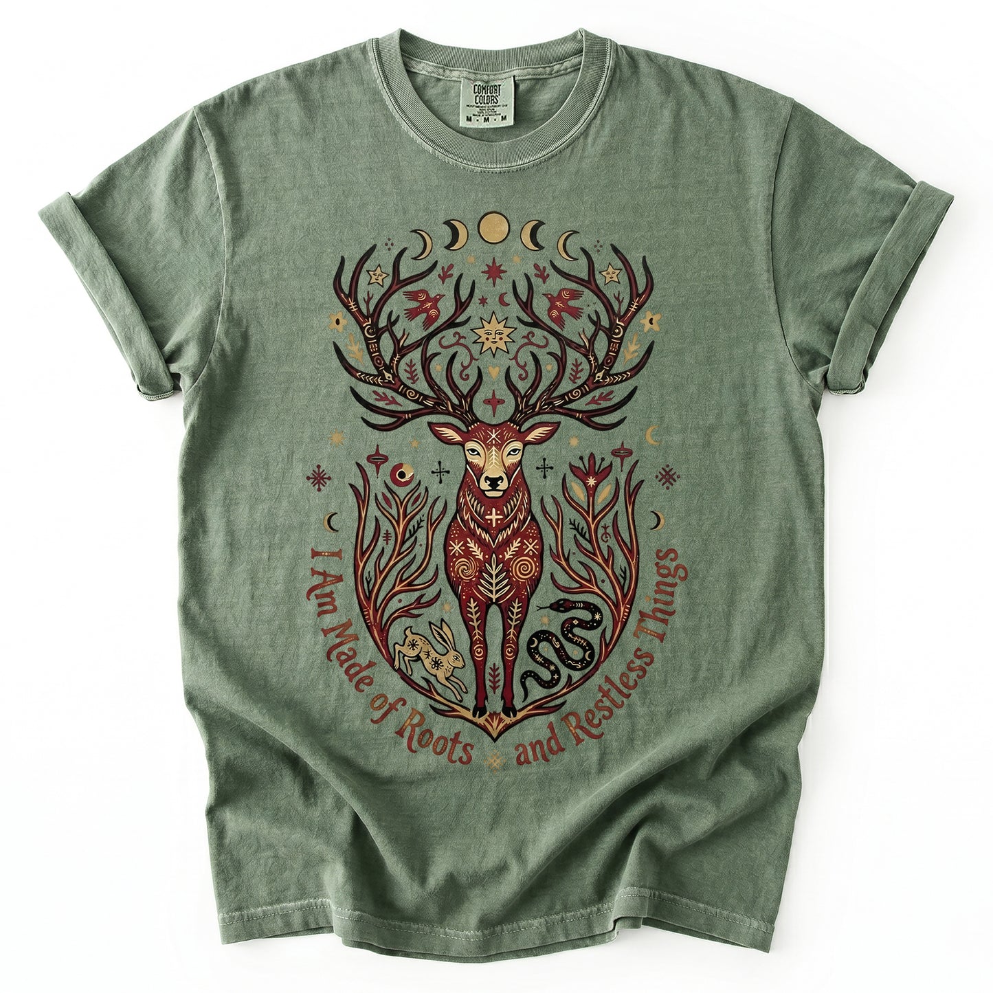 Mystical Folk Art Stag Heavyweight T-Shirt