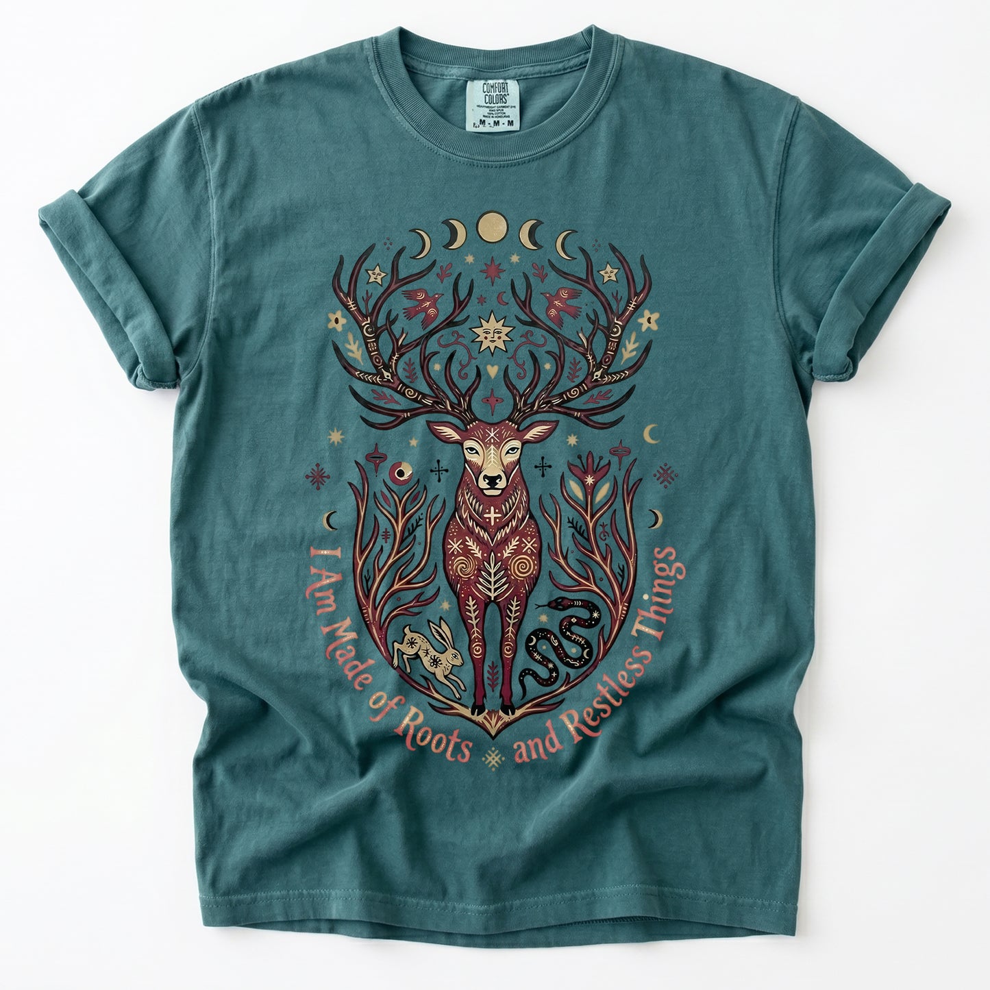 Mystical Folk Art Stag Heavyweight T-Shirt
