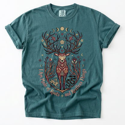 Mystical Folk Art Stag Heavyweight T-Shirt