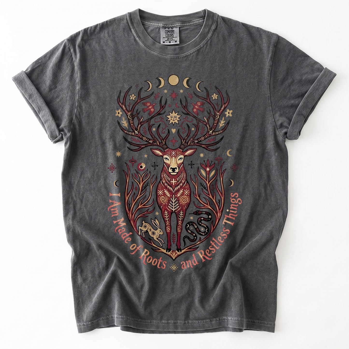 Mystical Folk Art Stag Heavyweight T-Shirt
