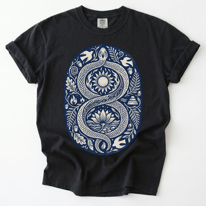 Infinity Serpent Block Print Vintage Washed T-Shirt