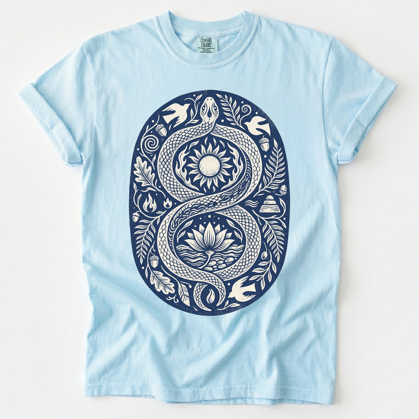 Infinity Serpent Block Print Vintage Washed T-Shirt