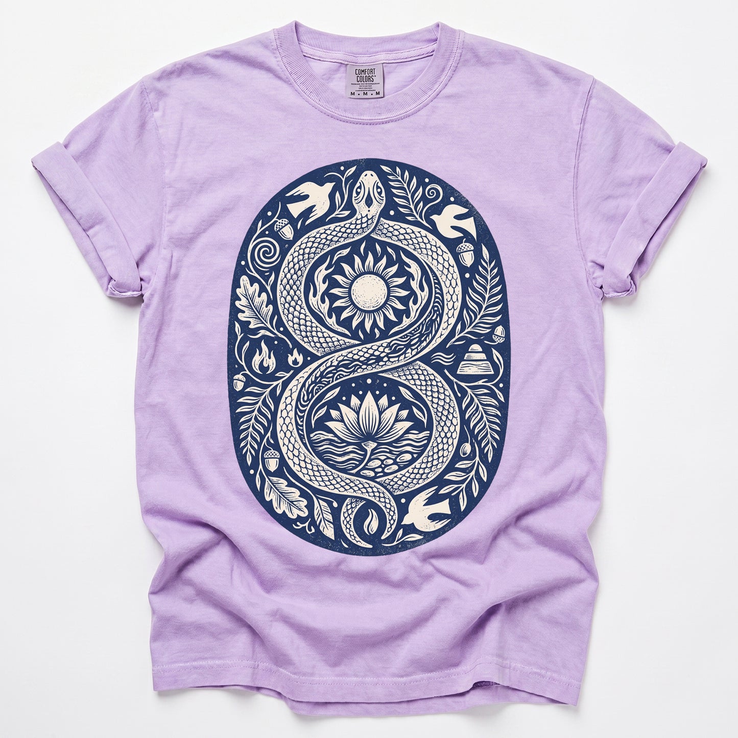 Infinity Serpent Block Print Vintage Washed T-Shirt