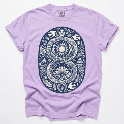 Infinity Serpent Block Print Vintage Washed T-Shirt
