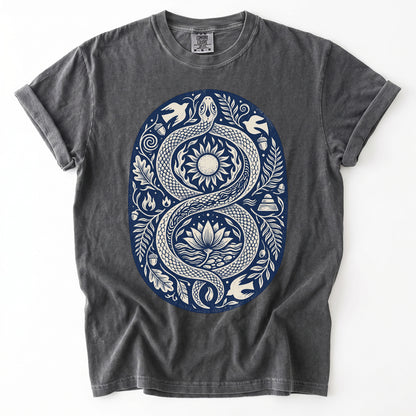 Infinity Serpent Block Print Vintage Washed T-Shirt