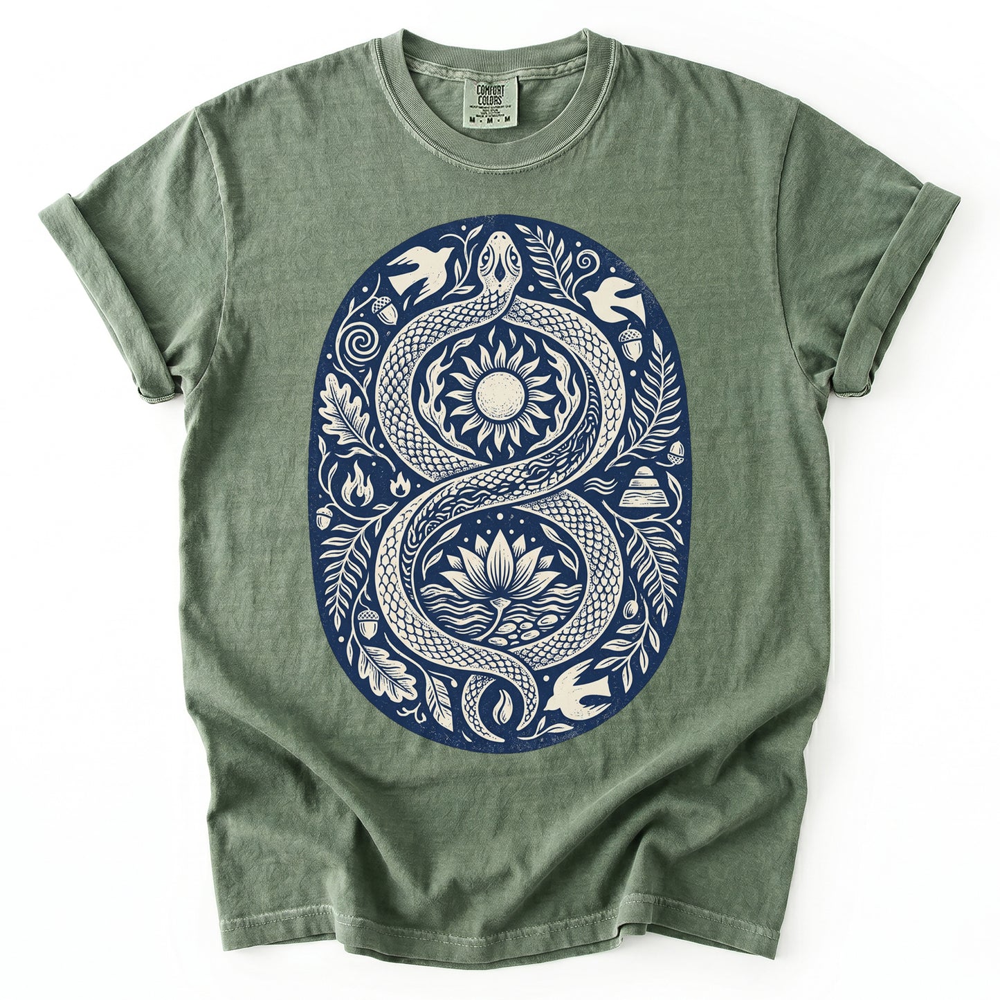 Infinity Serpent Block Print Vintage Washed T-Shirt