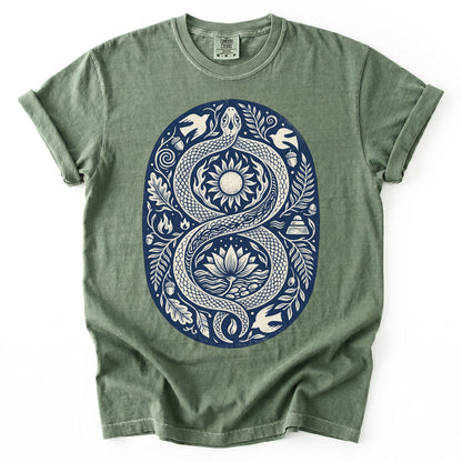Infinity Serpent Block Print Vintage Washed T-Shirt