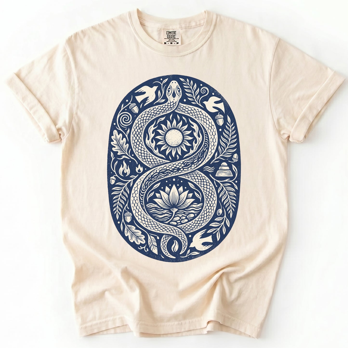 Infinity Serpent Block Print Vintage Washed T-Shirt