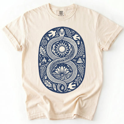 Infinity Serpent Block Print Vintage Washed T-Shirt