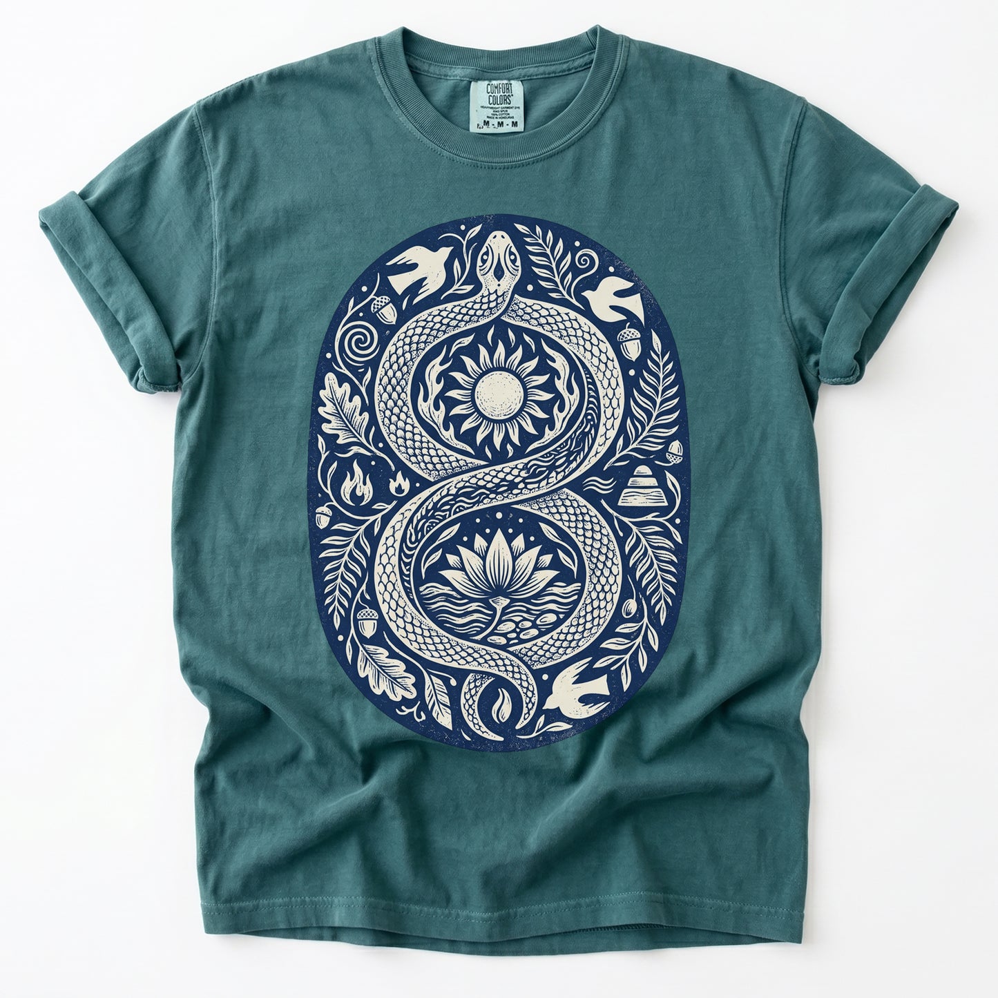 Infinity Serpent Block Print Vintage Washed T-Shirt