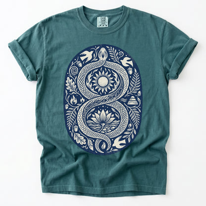 Infinity Serpent Block Print Vintage Washed T-Shirt