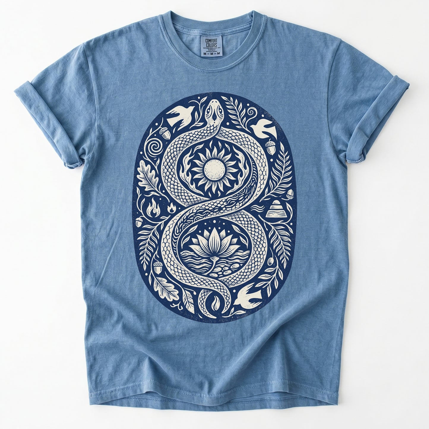 Infinity Serpent Block Print Vintage Washed T-Shirt