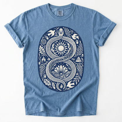 Infinity Serpent Block Print Vintage Washed T-Shirt