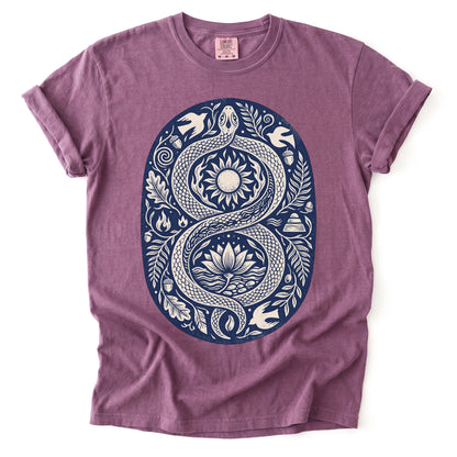 Infinity Serpent Block Print Vintage Washed T-Shirt