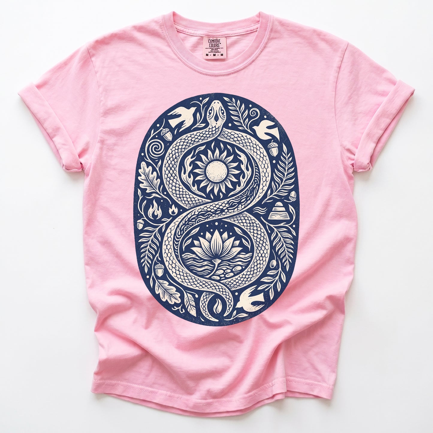 Infinity Serpent Block Print Vintage Washed T-Shirt
