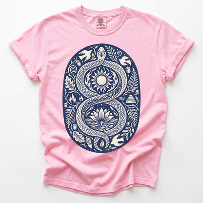 Infinity Serpent Block Print Vintage Washed T-Shirt