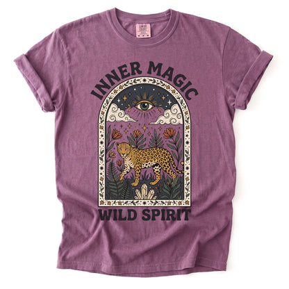 Inner Magic Wild Spirit Mystic Leopard Vintage Washed T-Shirt