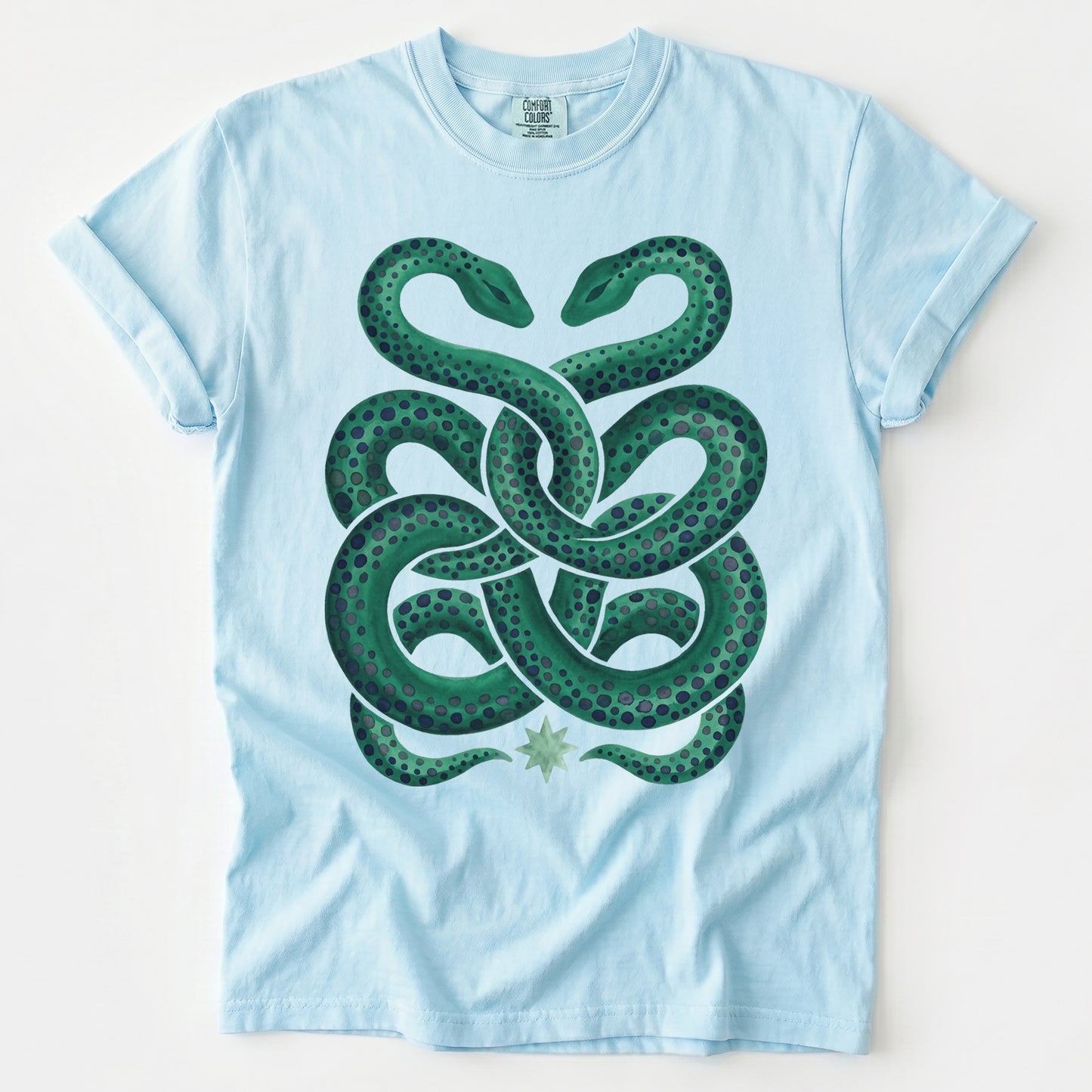 Intertwined Emerald Serpents Vintage Washed T-Shirt