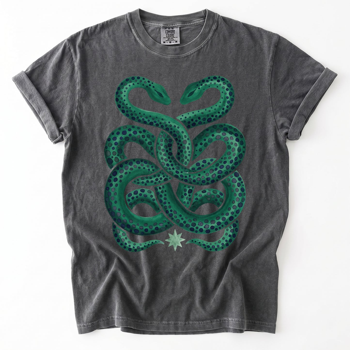 Intertwined Emerald Serpents Vintage Washed T-Shirt