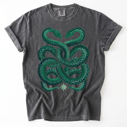 Intertwined Emerald Serpents Vintage Washed T-Shirt