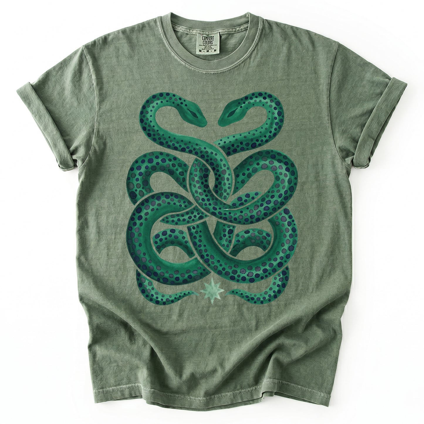 Intertwined Emerald Serpents Vintage Washed T-Shirt