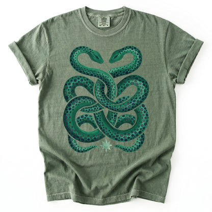 Intertwined Emerald Serpents Vintage Washed T-Shirt