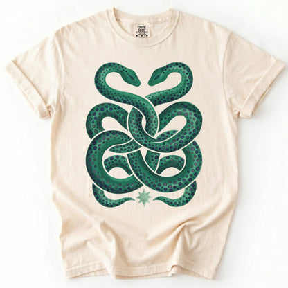 Intertwined Emerald Serpents Vintage Washed T-Shirt