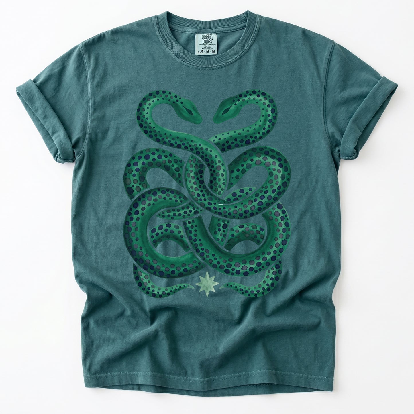 Intertwined Emerald Serpents Vintage Washed T-Shirt