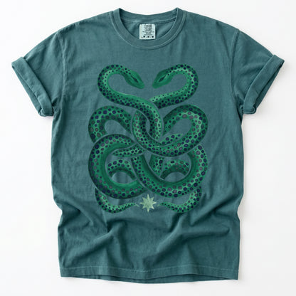 Intertwined Emerald Serpents Vintage Washed T-Shirt