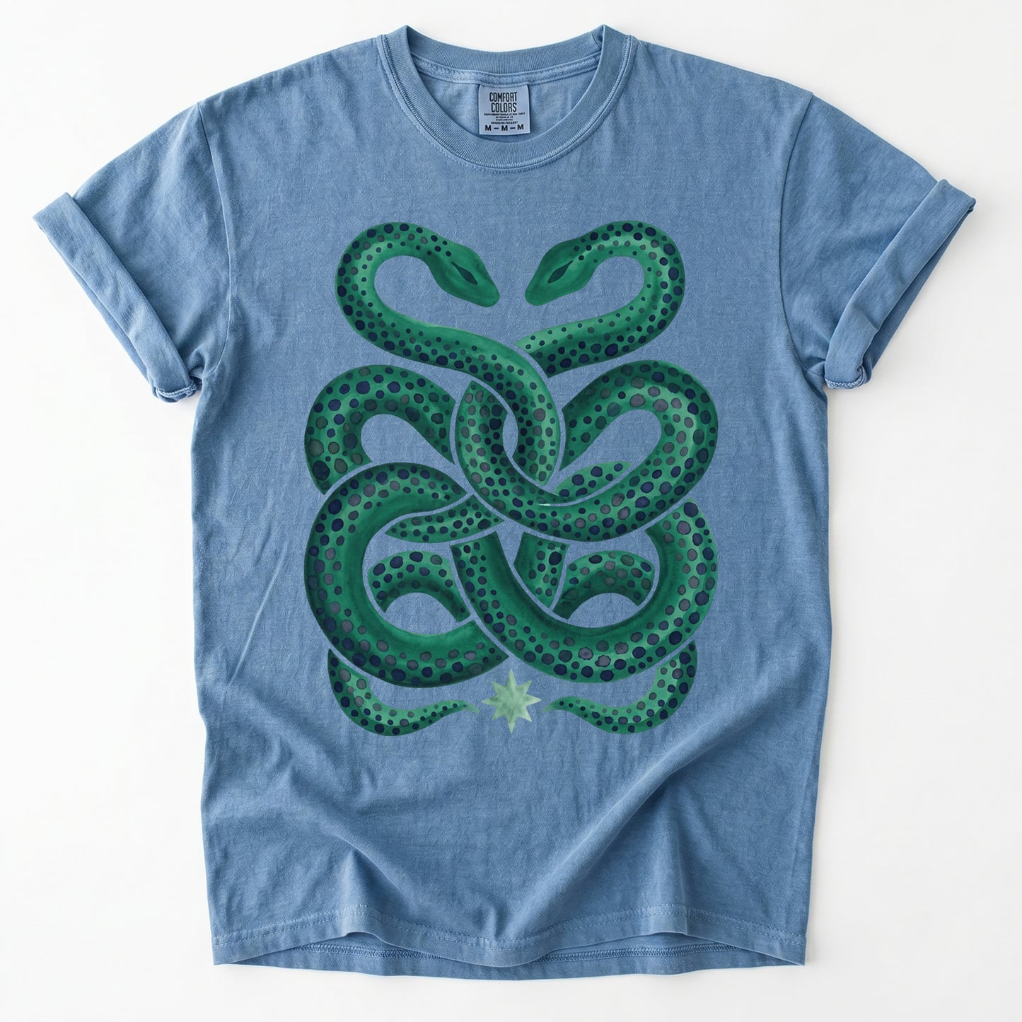 Intertwined Emerald Serpents Vintage Washed T-Shirt