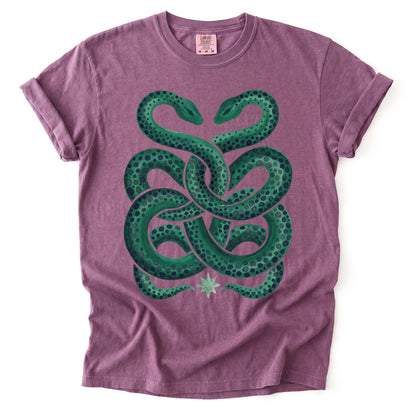 Intertwined Emerald Serpents Vintage Washed T-Shirt