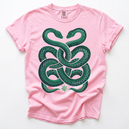 Intertwined Emerald Serpents Vintage Washed T-Shirt