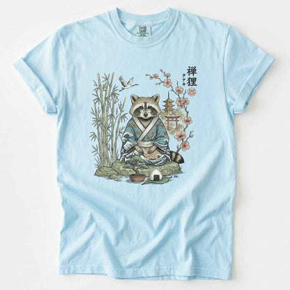 Traditional Japanese Woodblock Zen Raccoon Heavyweight T-Shirt