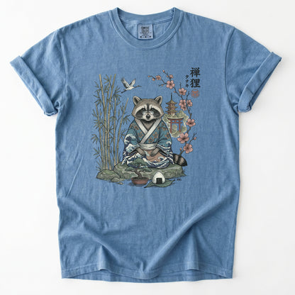 Traditional Japanese Woodblock Zen Raccoon Heavyweight T-Shirt