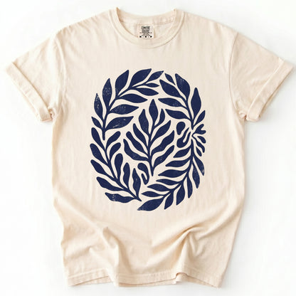 Linocut Leaves Vintage Washed T-Shirt