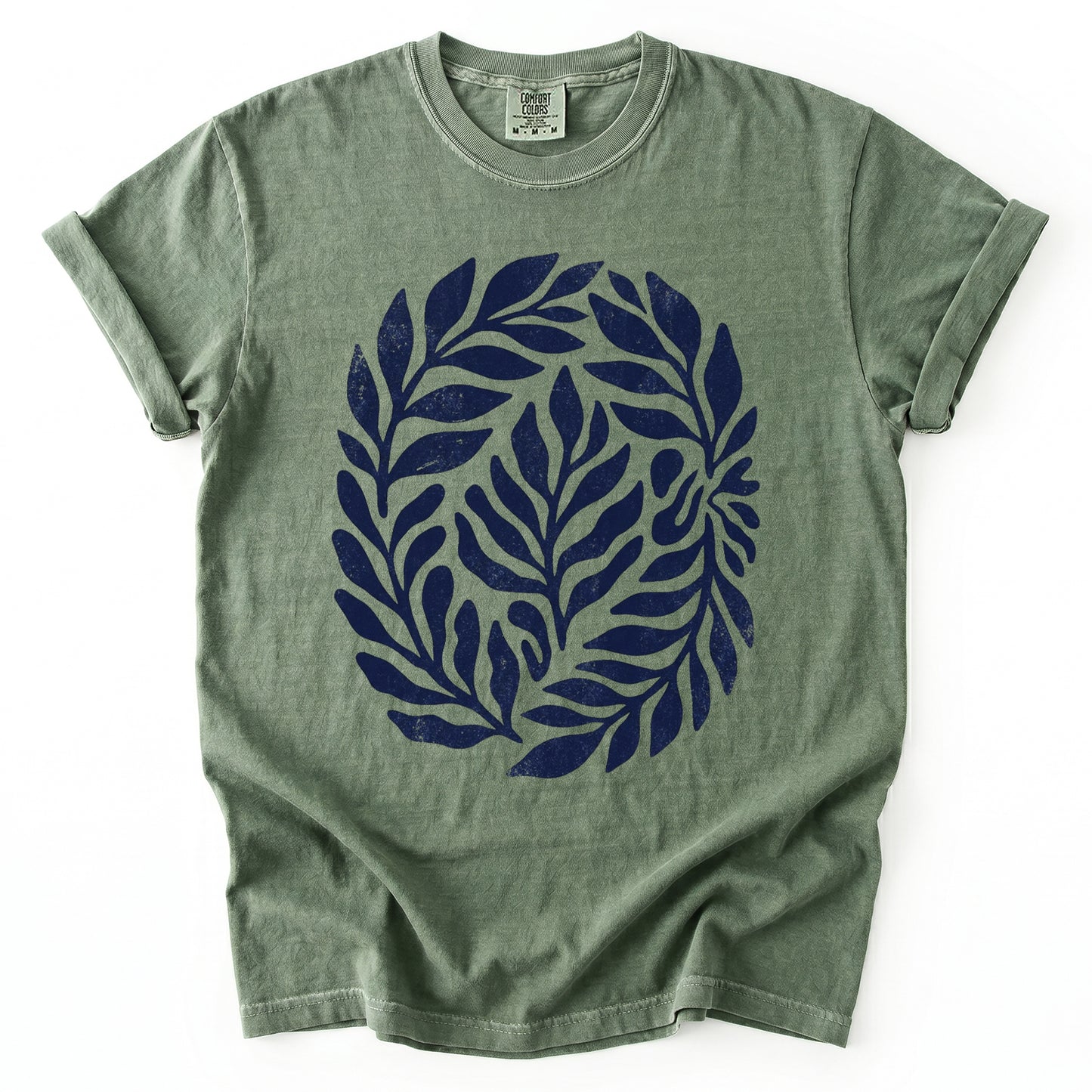 Linocut Leaves Vintage Washed T-Shirt