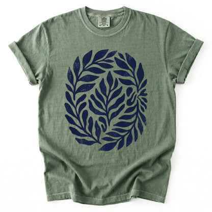 Linocut Leaves Vintage Washed T-Shirt