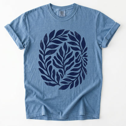 Linocut Leaves Vintage Washed T-Shirt